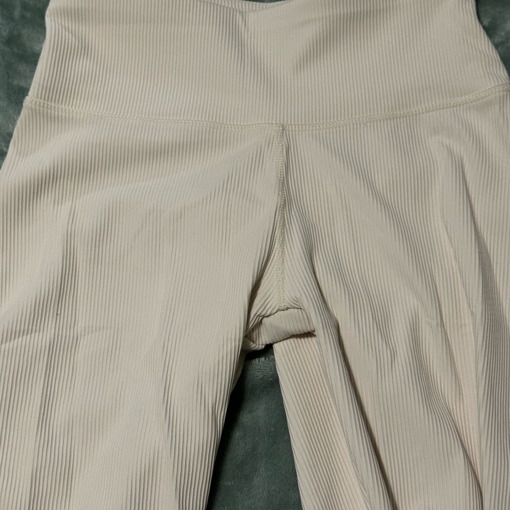 Forever 21 Cream Ribbed Flare Leggings